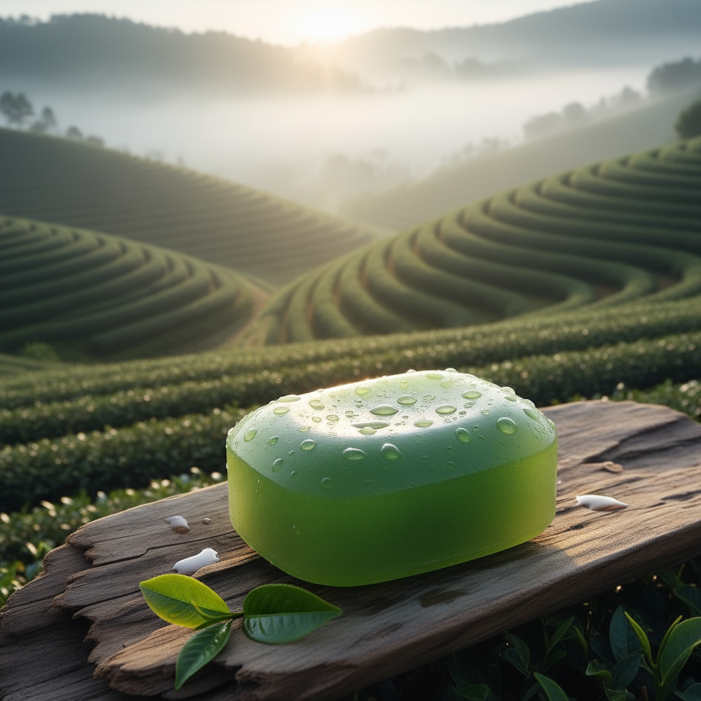 Jabón de té verde en plantación