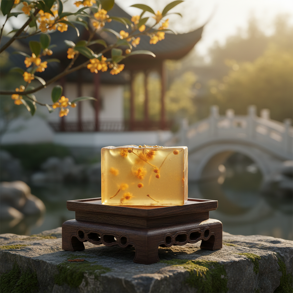 Jabón de osmanthus en jardín chino