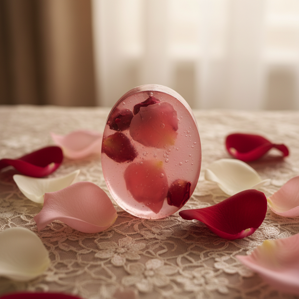 Jabón de rosa con encaje vintage