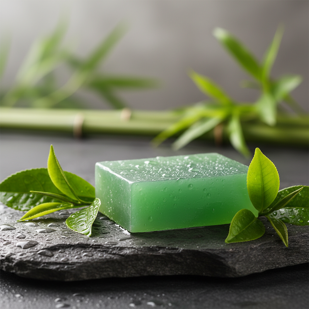 Jabón de té verde en piedra húmeda